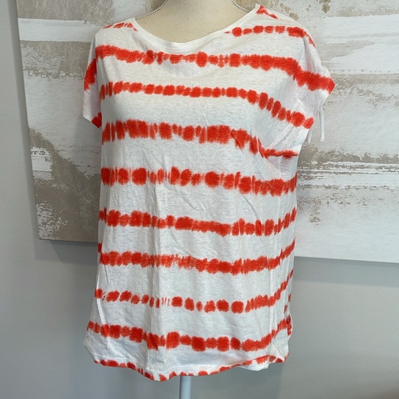 CINCHED SHOULDER BATEAU NECK TEE - TIE-DYE STRIPE - Picture 2 of 4